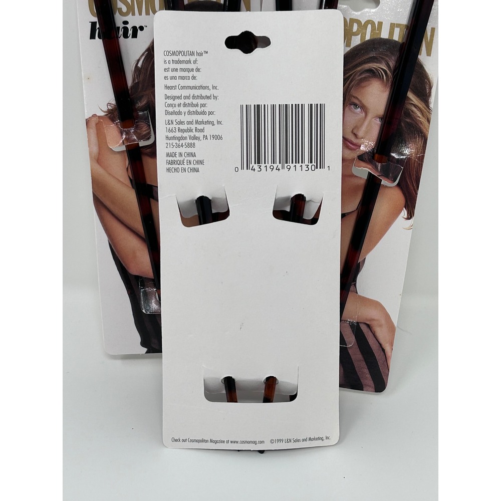 Cosmopolitan Tortoise Shell Hair Sticks Vintage 1999 91130 Lot of 3 Packs NOS‎ - Picture 3 of 5